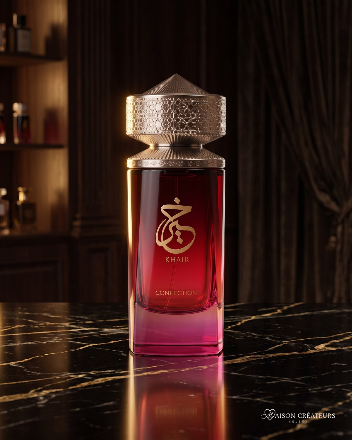Parfum Kheir Confection Paris Corner sur marbre noir veiné d'or