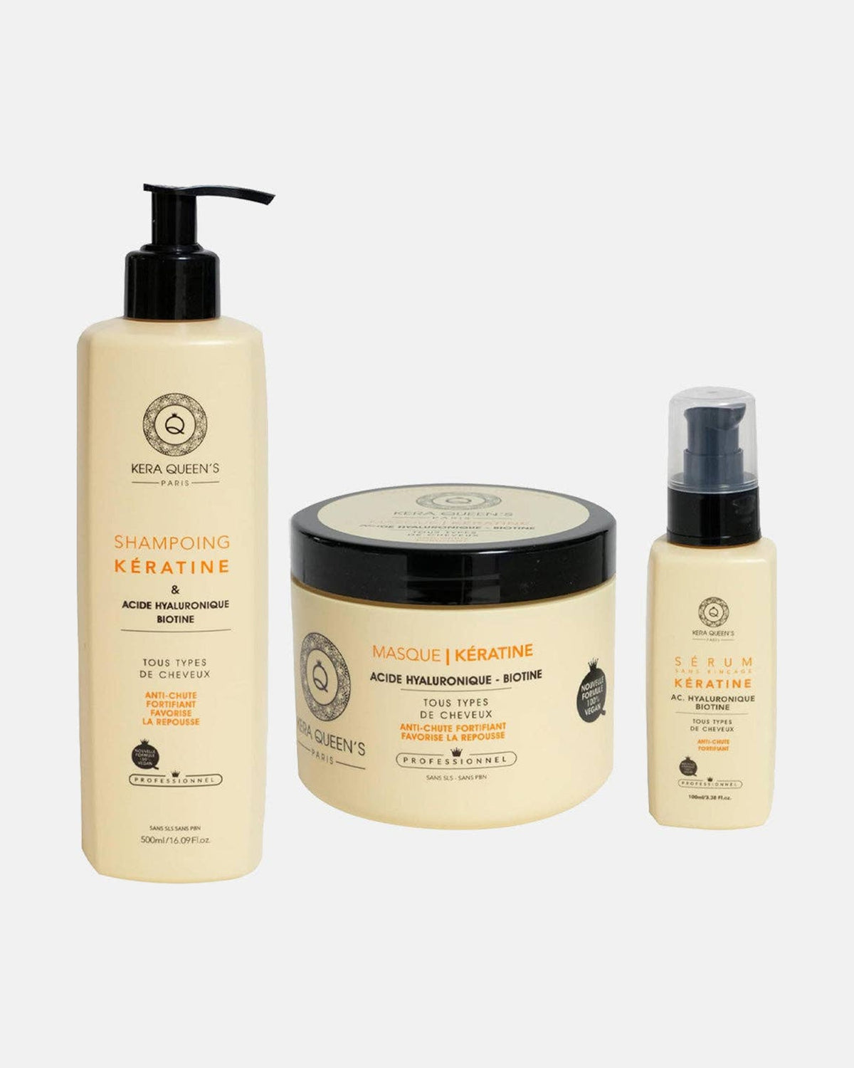 Kit trio Rituel Biotine Kera Queen's : shampoing, masque et sérum