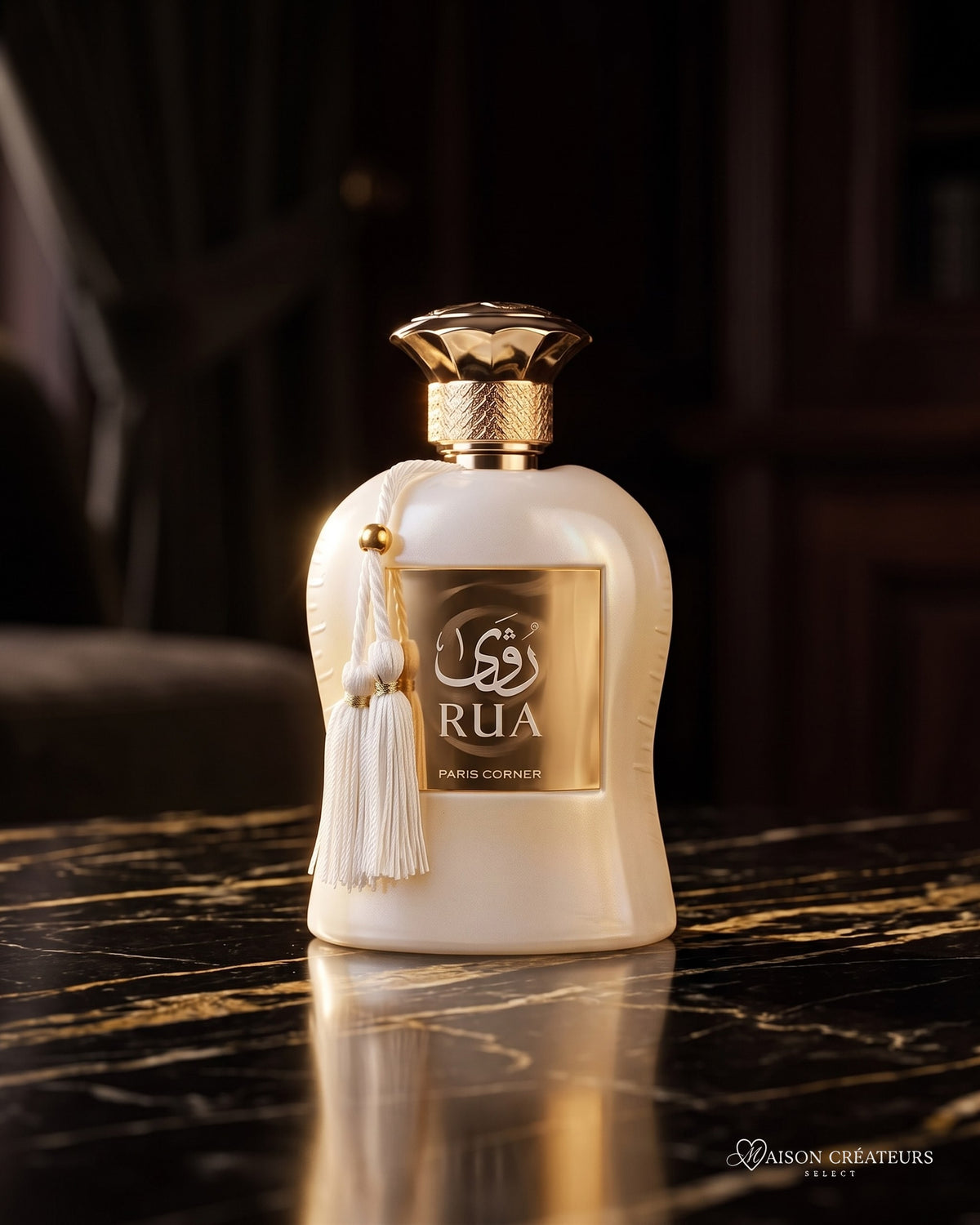Parfum RUA Paris Corner sur marbre noir veiné d'or