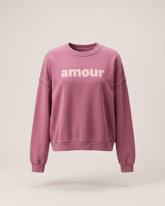 Sweat oversize rose floqué Amour