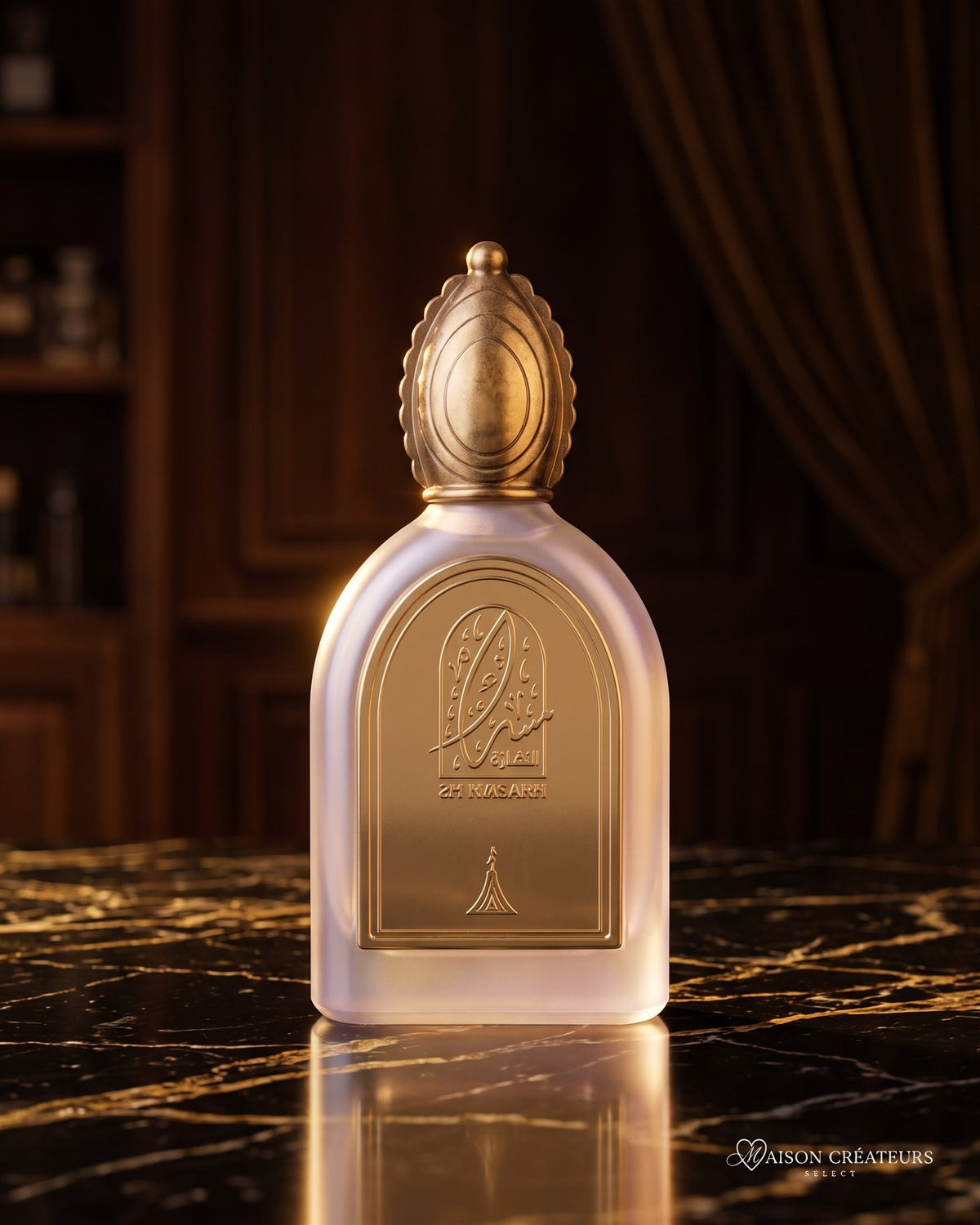 Parfum Twilight Shadow Musk Collection sur marbre noir veiné d'or